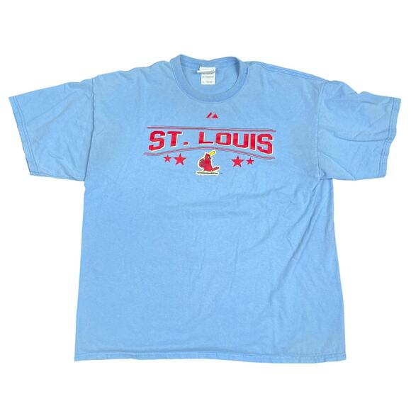 Majestic St. Louis Cardinals Baseball History T-Shirt 1926 - 2006 Blue Sz XL Y2K - Picture 1 of 6